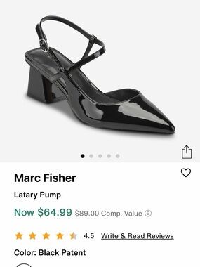 Marc Fisher Latary Black Patent Slingback Pump